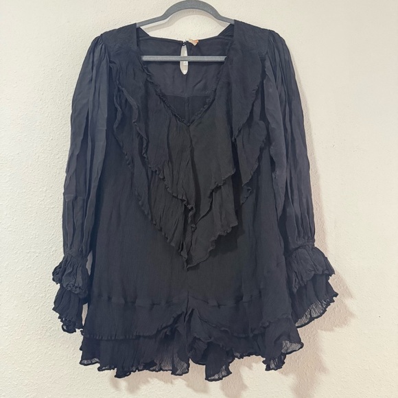 Free People Prairie Dust Romper Black Size S - Picture 5 of 11